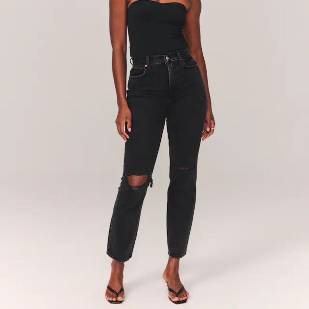 Abercrombie 90’s Straight Leg Curve Love Jeans Black